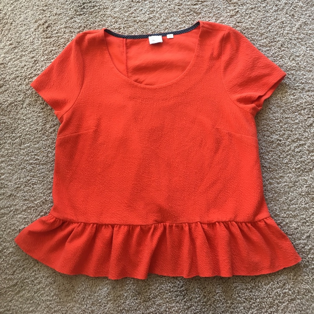 Anthro Postmark peplum Cascada top in Coral